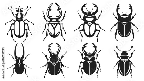 Diverse Stag Beetle Silhouettes insect vector