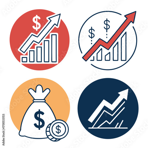 Financial growth and investment icons finance money