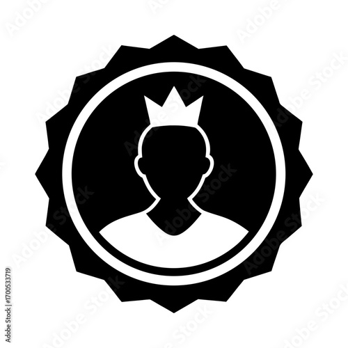 King crown man royal emblem badge silhouette vector illustration