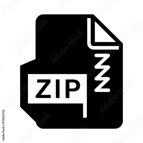 Zip archive file document compressed data format silhouette vector illustration