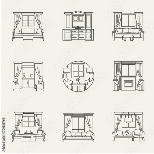 wardrobe, dresser, vanity, living room, bedroom, home, decoration, design, modern, minimal, sketch, outline, 