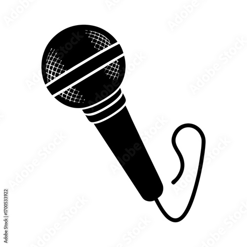 Microphone audio music voice karaoke podcasting singing silhouette vector illustration