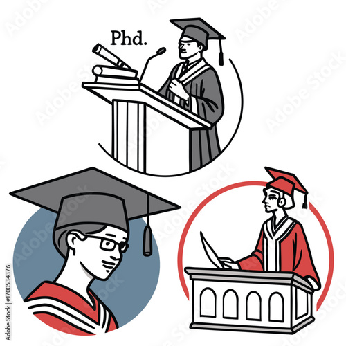 Graduation Ceremony and Academic Achievement Icons