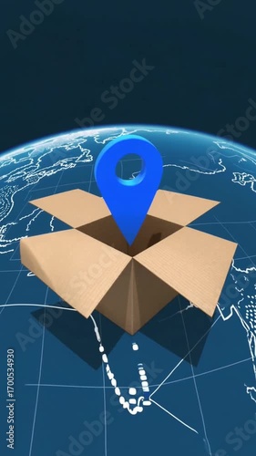 A blue box with a blue dot on top of it