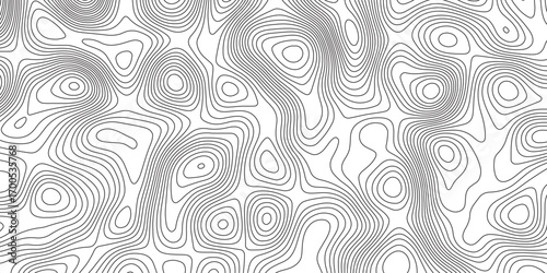 Abstract topographic contours map background. Topographic map and landscape terrain texture grid. Modern design with White background with topographic wavy pattern design. Black-white background