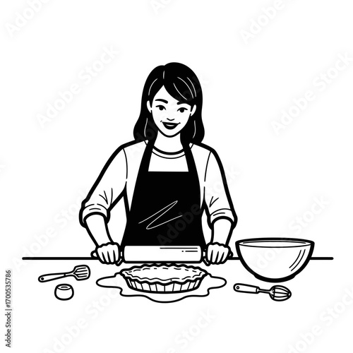 young woman cooking with roti