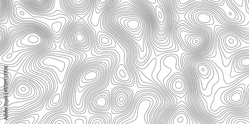Abstract topographic contours map background. Topographic map and landscape terrain texture grid. Modern design with White background with topographic wavy pattern design. Black-white background