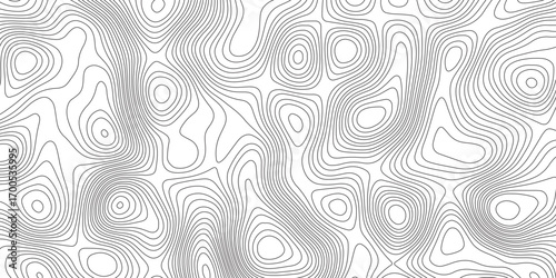 Abstract topographic contours map background. Topographic map and landscape terrain texture grid. Modern design with White background with topographic wavy pattern design. Black-white background