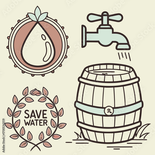 Icons For Water Conservation And Saving Water drop