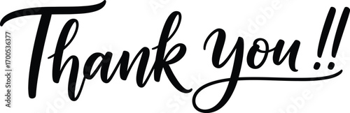 Thank You Script Text with Transparent Background in Black Calligraphy Style