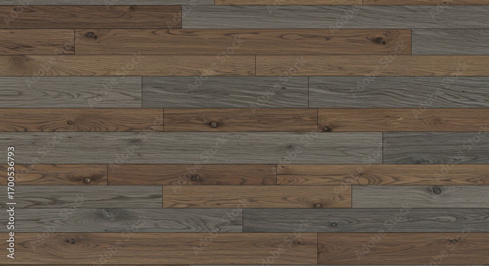 Naklejka premium A flatlay of wood planks in varying shades of brown and gray arranged horizontally