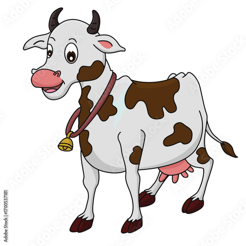 Cute cartoon hand drawn vector funny cow clipart.