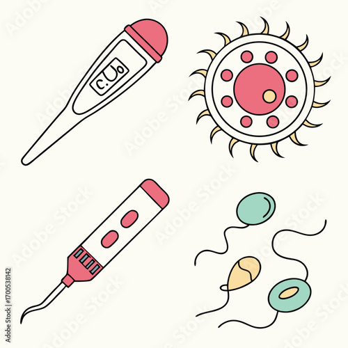 Medical Icons For Fertility And Health thermometer