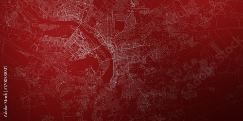 Fotografia Omsk (Russia) street map. The style of the map is red lights