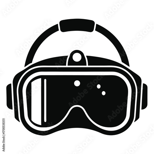 Black Virtual Reality Headset with Headband and Eye Mask Graphic Illustration