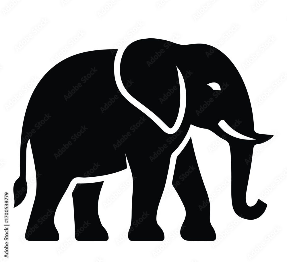 Fototapeta premium Elephants Icon Silhouette logo on white background