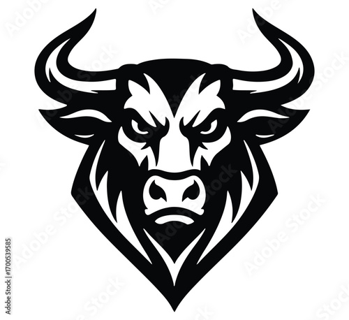 Angry bull head logo on white background