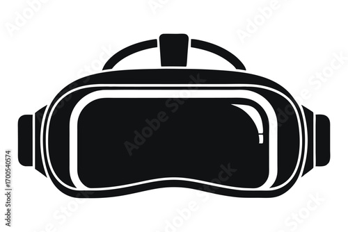 Silhouette Illustration A Black Virtual Reality Headset or VR Goggles for Gaming