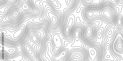Abstract topographic contours map background. Topographic map and landscape terrain texture grid. Modern design with White background with topographic wavy pattern design. Black-white background