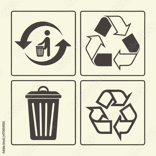 Recycling and waste management icons recycle symbol