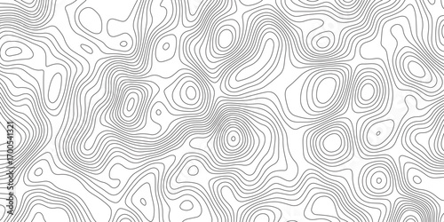 Abstract topographic contours map background. Topographic map and landscape terrain texture grid. Modern design with White background with topographic wavy pattern design. Black-white background
