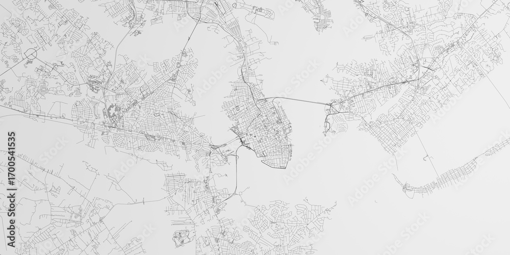 Obraz premium Charleston (South Carolina, USA) street map. The style of the map is black lines