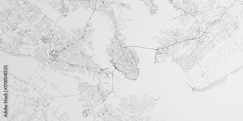Charleston (South Carolina, USA) street map. The style of the map is black lines