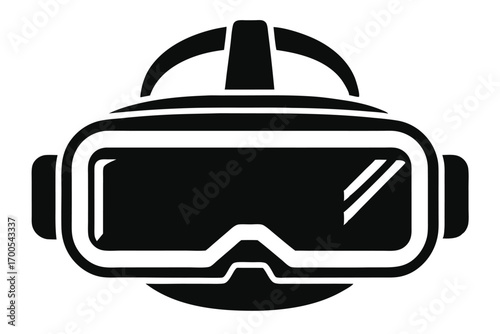 Vector Illustration of Black Virtual Reality Headset for Gaming and Immersive Experiences
