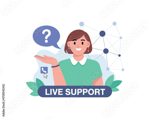 Friendly Live Support Agent Offering Help with Questions and Connection, Ready to Assist via Phone or Online with a Warm Smile and Expert Guidance
