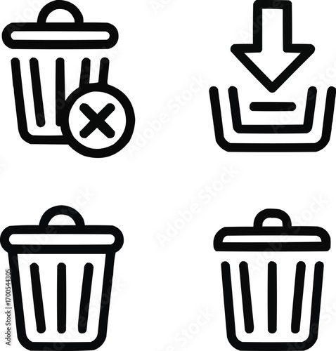 Delete & Trash Symbol Outline Icon Pack  Clean Minimal Style