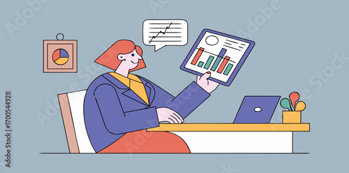 business people working, with office supplies around	
