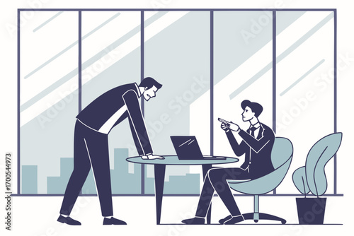 business people working, with office supplies around	
