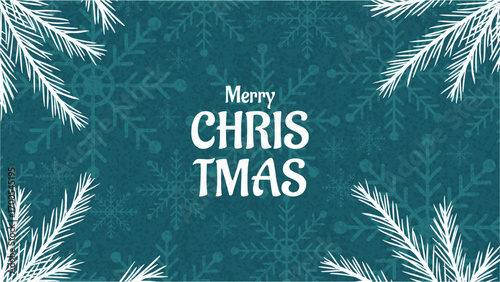 Merry Christmas greeting card with fir tree branches. Modern beautiful design art poster, cover, advertisement template