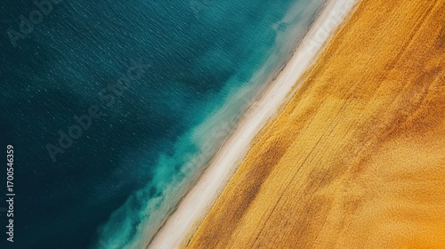 Beach meets field aerial view