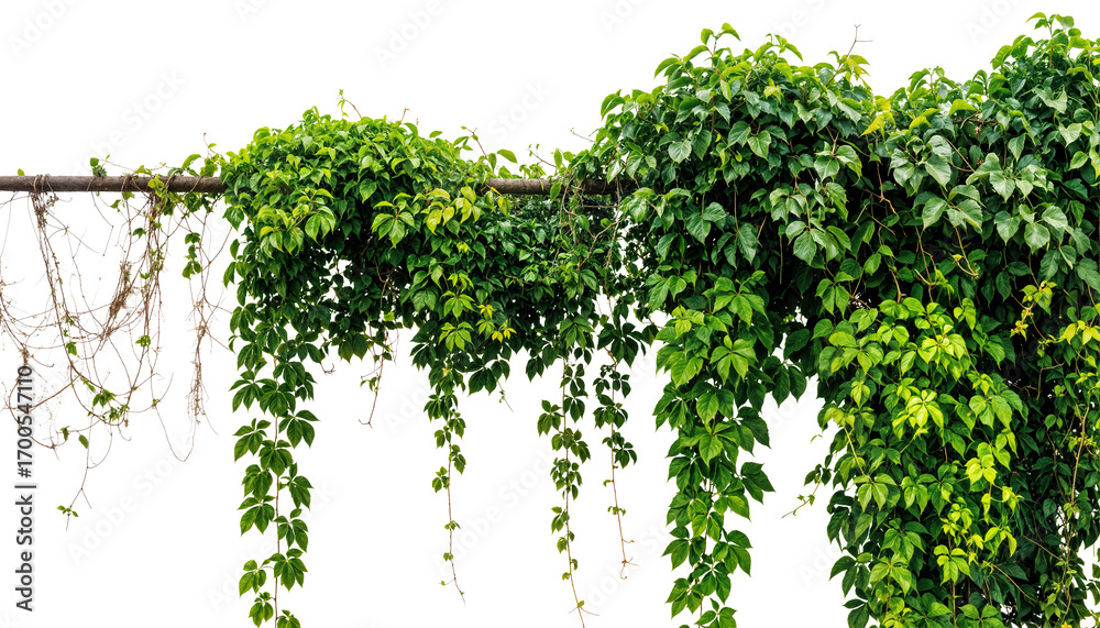 Naklejka premium ivy plant hanging on wire (Hedera helix, English Ivy, Boston Ivy). PNG isolated on transparent background with clipping path cutout.