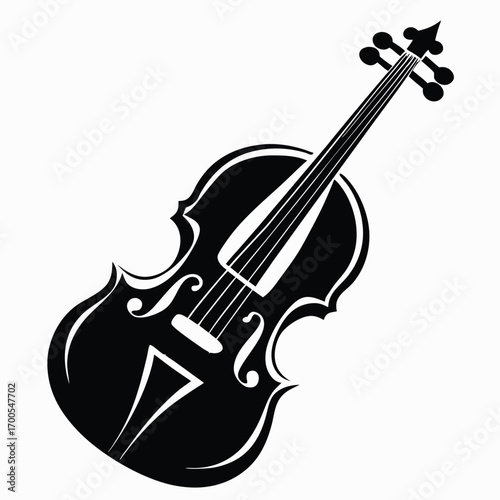 Elegant Black and White Violin Illustration Musical Instrument Isolated Vector Design