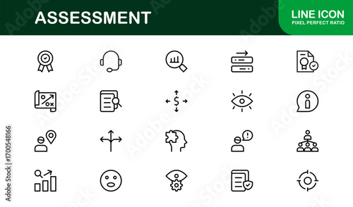 Minimal assessment icons for quizzes, surveys, and exams. Enhance digital education, business, and presentations with modern, clean, and versatile visuals.