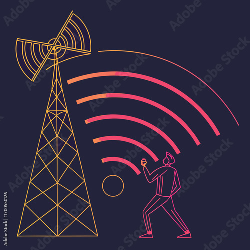 Futuristic abstract wi fi symbol with vibrant gradient and modern design for technology and connectivity advertising
