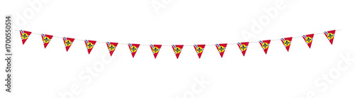 Hanging pennants or bunting with flag of St. Louis city, Missouri, US