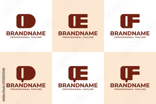 Letters OD OE OF QD QE QF Monogram Logo Set, for DO EO FO DQ EQ FQ Initials