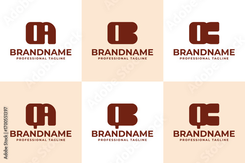 Letters OA OB OC QA QB QC Monogram Logo Set, for AO BO CO QA BQ CQ Initials
