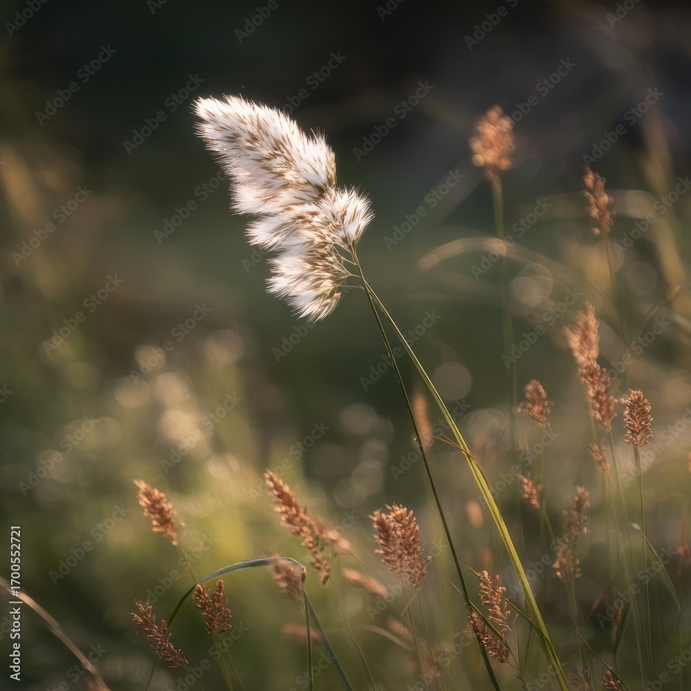 Obraz premium Feathery plant in sunny field