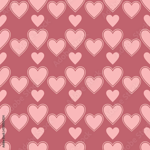 Seamless Valentine's day pattern with hearts in light and dark shades of red, seamless pattern, Stock royalty image.