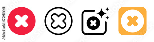 Red wrong sign icon. unapproved wrong sign. black, gold and blue vector icons in circles and rounded buttons. 