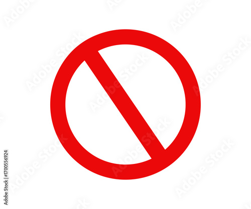 Prohibited sign icon with red circle and diagonal line, symbolizing restriction, ban, or no entry vector design and illustration.

