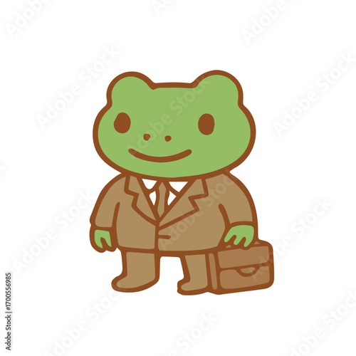 Frog in a Suitcase Corporate Amphibian Illustration