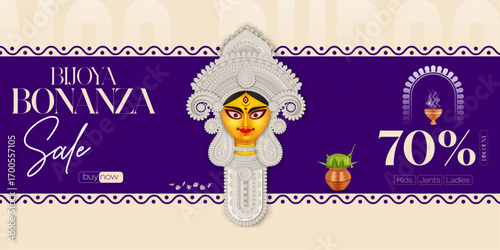 Durga Puja Sale. Bijoya Bonanza. Durga Puja banner. Happy Durga Puja Sale. special offer
