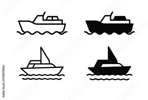 Marine Ship Silhouette Icon Vector Illustration