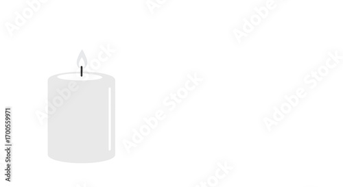 Minimalist candle with soft glow on a white background