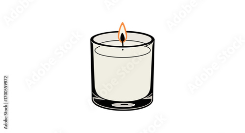 Minimalist candle in glass with soft glow flame
